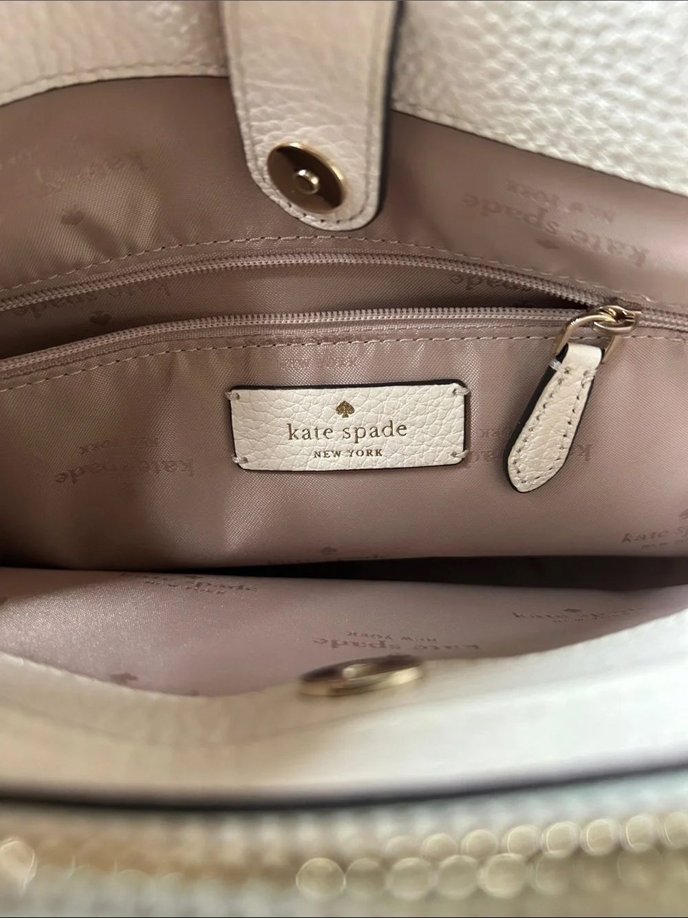 kate spade Pebbled Leather Satchel in Taupe
